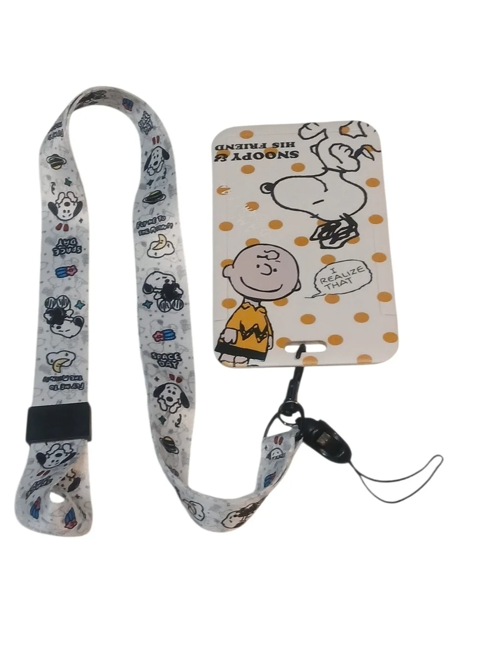 Peanuts - NWT, Snoopy & Charlie Brown Lanyard, Adjustable Strap, See Thru ID...